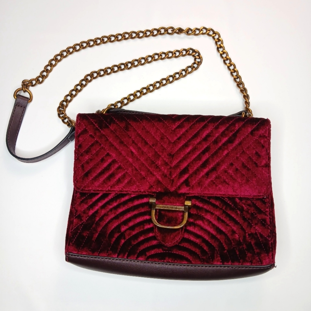 Nine West Velvet Exterior Crossbody Bag